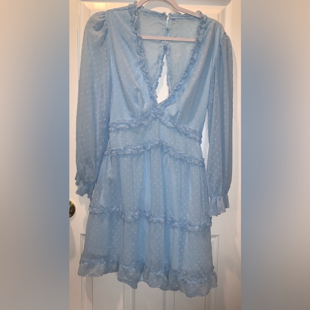Blue Polka-Dot Mesh Prairie Dress